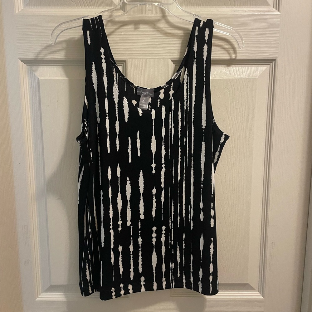 NWT Travelers by Chico’s Black and White Tank Top